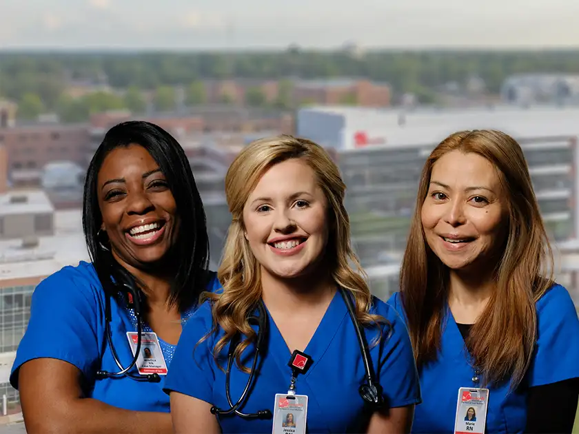 three nurses happy