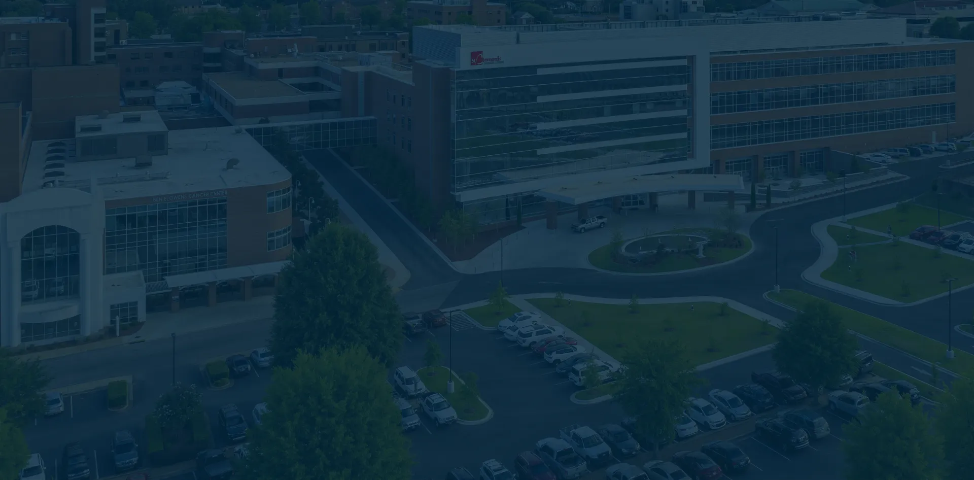 exterior photo of St. Bernards Medical Center campus and Cancer Center